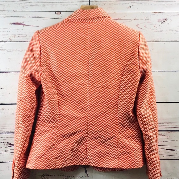LIZ CLAIBORNE Orange and White Chevron Blazer - Picture 2 of 5